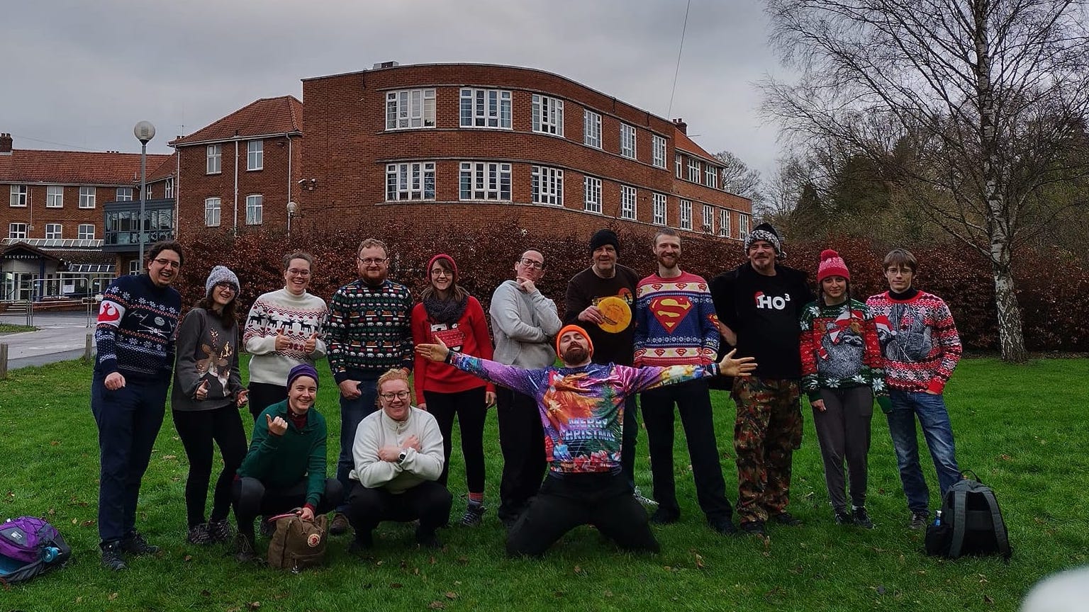 Club members looking happy after a christmas jumper round